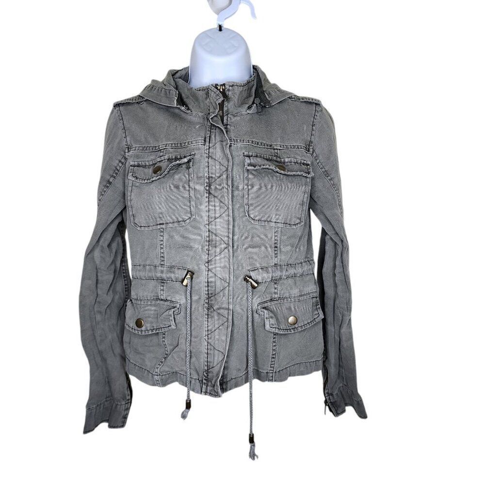 American Rag Removable Hood Army Jacket Womens Size S Green